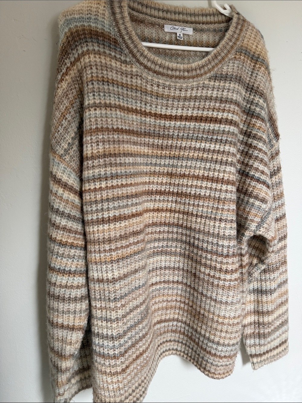 Cozy Oversized Sweater in Neutral Stripe
